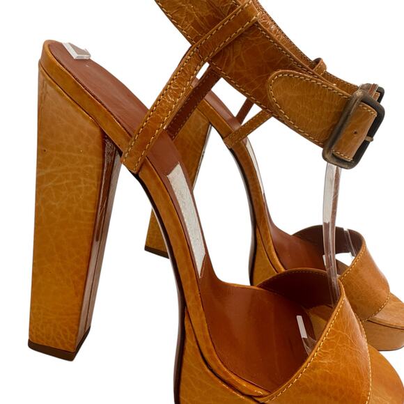 Lanvin Paris Leather Platform Ankle Strap Heels Size 39 / 7 - Picture 2 of 12